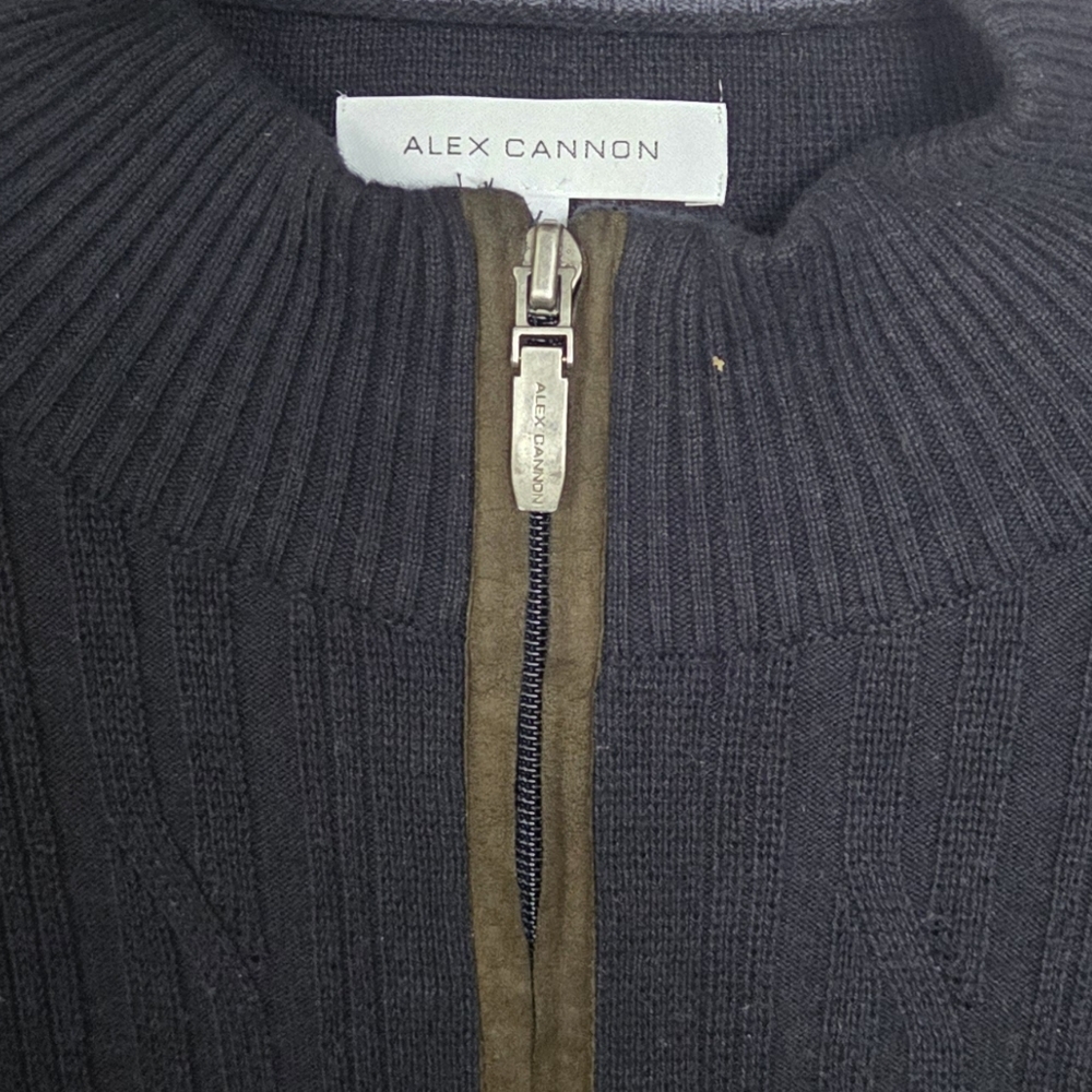Men's Gray 1/2 Zip Ripped Sweater